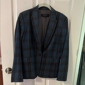 Tahari Blue and Black Plaid Blazer